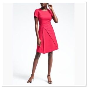 Banana Republic Orange Sheath Dress Short Sleeve Crew Neck, sz 2 tall